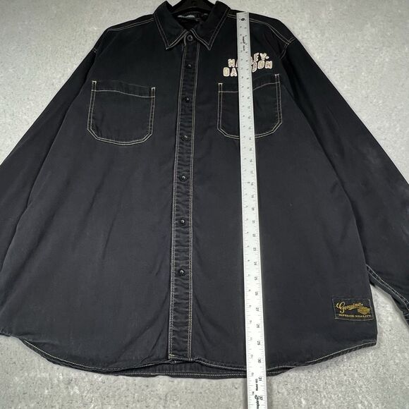 HARLEY DAVIDSON Classic Eagle EMBROIDERED Garage Shirt Men’s 2XL Long Sleeve - Picture 10 of 14
